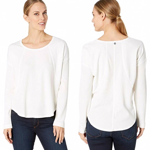 Prana Tops - Prana White Long Sleeve Waffle Tee